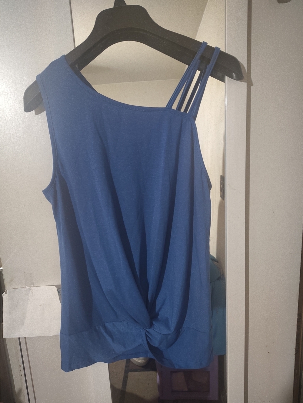 Sexy ,Summer, Exposed Shoulder Blue Top. Royal Blue (L) Knotted Front